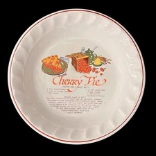 Vintage Red Cherry Pie Plate Baking Dish Recipe 10” Ceramic Korea