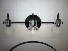 LNC Modern 22 in. 3-Light Black Bathroom Vanity Light with Clear Globe Shades