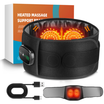 back massage vibration Infrared Heated Vibration Massage for Lower Back Pain Relief Lumbar Support  Belt