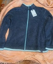 Weird Fish Women’s Ariana Full Zip Fleece – Rich Navy/Aqua Sz 12 - New,Tagged 