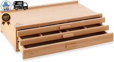 7 Elements 3 Drawer Wooden Artist Supplies Box Beechwood Pastels Pencils Brushes
