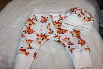 Mode für Klitzekleine  Babyset+Pumphose+Mütze-Handmade Gr 56-62-68-Giraffe