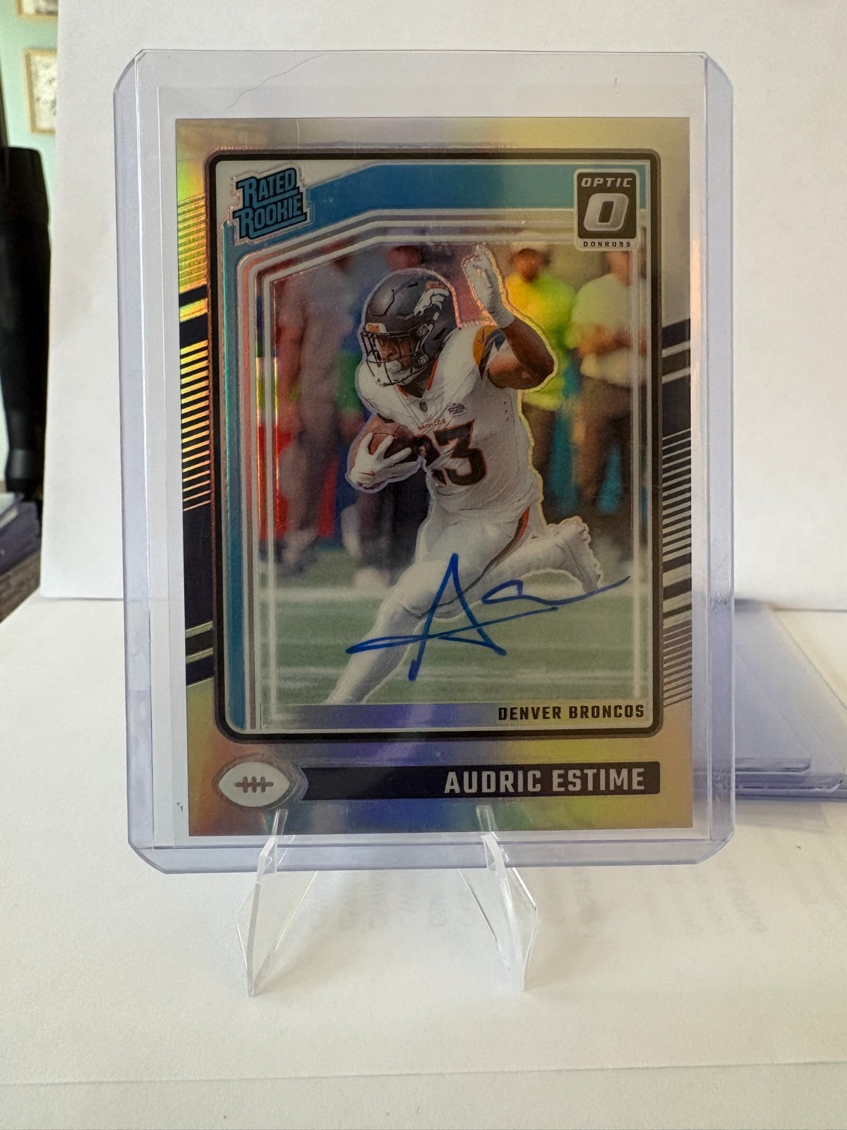Audric Estime Panini Donruss Optic #206 Autograph-Holo
