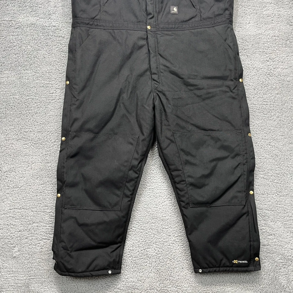 Carhartt Bib Overalls Mens 50x28 Black Extremes R33 Arctic Quilt Lined Zip - Image 3 of 4