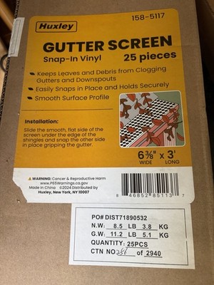 Huxley 3  White Vinyl Gutter Guards 25-Pack Snap-In Gutter Screen Menards NEW