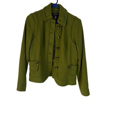 ETCETERA Women Green Wool Blend Blazer Jacket Size 4 Aademia Goblin Fairy