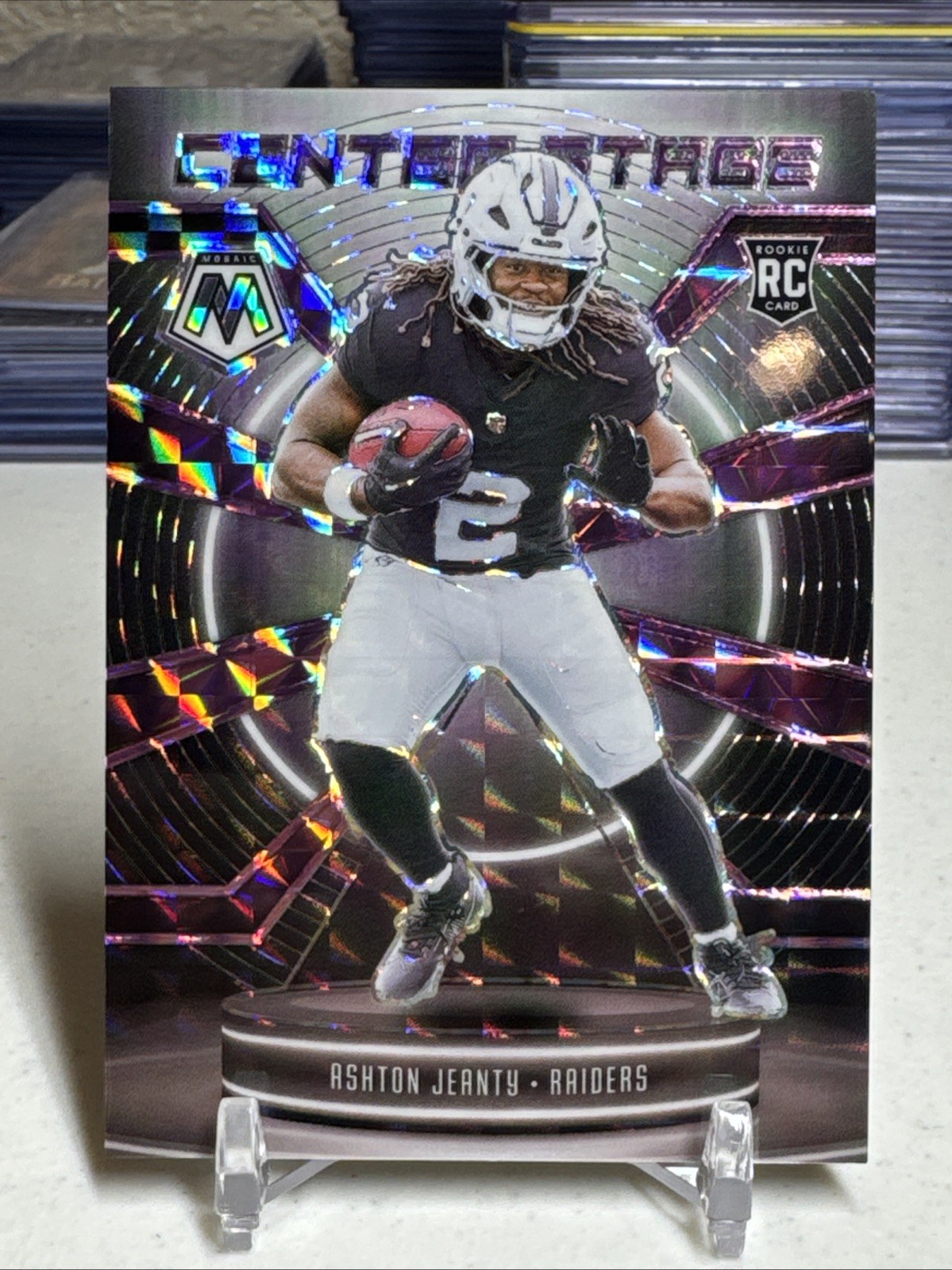 2025 Mosaic Football Center Stage-Ashton Jeanty #11 Purple Mosaic /49 (RC)
