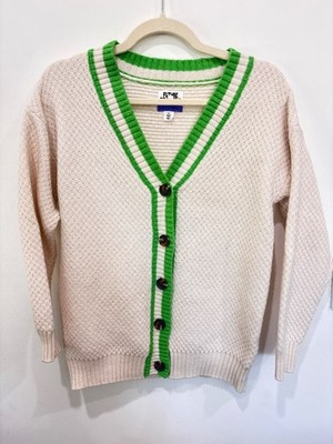 Future Collective x Kahlana Barfield Brown Varsity Cardigan XS Cream Green