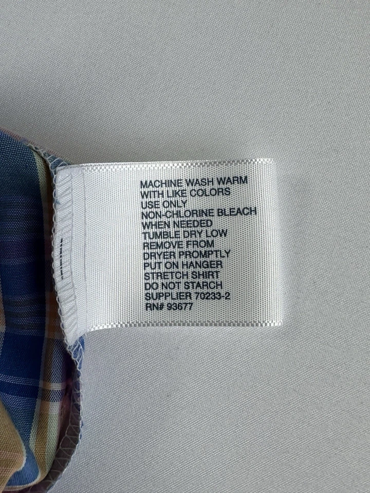 Super Camisa Stafford Travel Performance Rosa Azul Dorado Blanco Abotonada 17 1/2 Foto 4 de 4