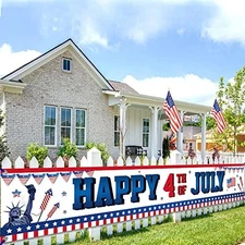 KatchOn, Happy 4th of July Banner - 120x20 Inch, 4th of July Yard Banner | 4th 