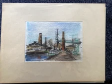 Franz Ehmke 1928 - 2018 Berlin Pastell Alte Ziegelei Mildenberg Industrie