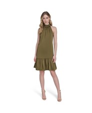 Vince Camuto *Minor Error* Satin Ruffled A-Line Halter Dress Green Size 12 $138