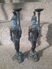 Raro antico portacandele 98% rame gladiatore romano guerriero mitologia greca 12"