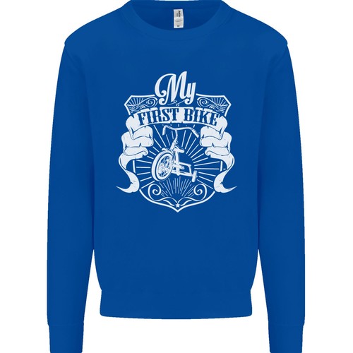 First Bike Funny Biker Motorbike Motorcycle Kids Sweatshirt Jumper - Picture 4 of 29