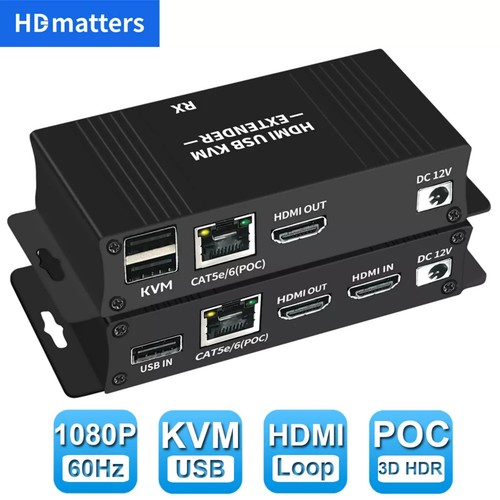 60M HDMI KVM Extender Splitter Over Ethernet Cat5e/6 HDMI USB RJ45 Extender - 第 4/16 張圖片