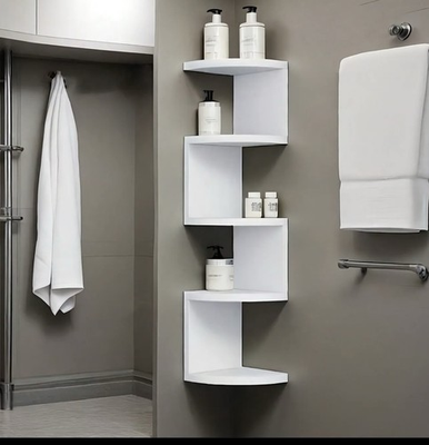 #ad #ad White PVC 4 Tier Wall Mounted Corner Shelf 78cm for Bathroom Storage $19.99