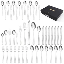 46PCS Stainless Steel Silverware Set, Flatware Set for Kitchen, Cutlery Set w...