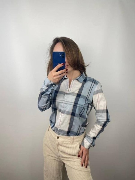 Women Barbour Shirt Blue Cotton 36 / S / 44