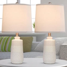 20.5" Ceramic Table Lamp Set of 2 for Bedrooms White Lamps Set of 2 for Livin...