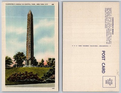 Cleopatra's Needle Obelisk Central Park NYC Vintage Linen Postcard