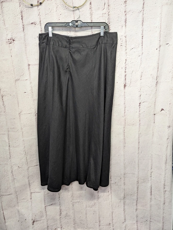 Falda Charter Club 100 % lino negra acampanada midi/maxi talla 14 Foto 2 de 4