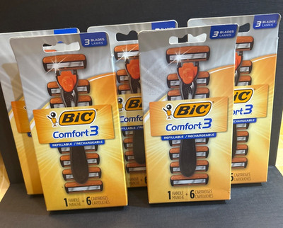 Lot of 5 Bic Comfort 3 Men s Disposable Razor 6 Cartridges & 1 Handle each