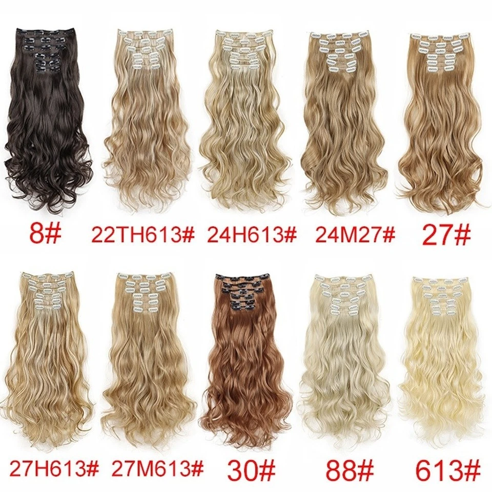 6 Stück Clip In Locken Haar Extensions Set 50 cm Länge für natürliches Volum - Bild 3 von 4