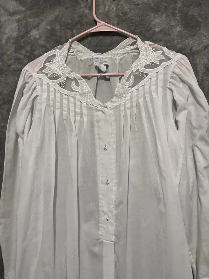 Camisón blanco vintage XS Cottagecore Prairie ligero semi transparente Foto 2 de 4