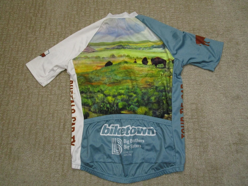 Camiseta de ciclismo Primal para hombre pequeña azul blanca Tour de Gap manga corta cremallera Texas Foto 3 de 4