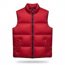 Old Navy Water-Resistant Puffer Vest Youth L Red with blue fleece lining.