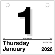 AT-A-GLANCE 2026 “Today Is” Daily Wall Calendar Refill, 6" x 6", Small, White 