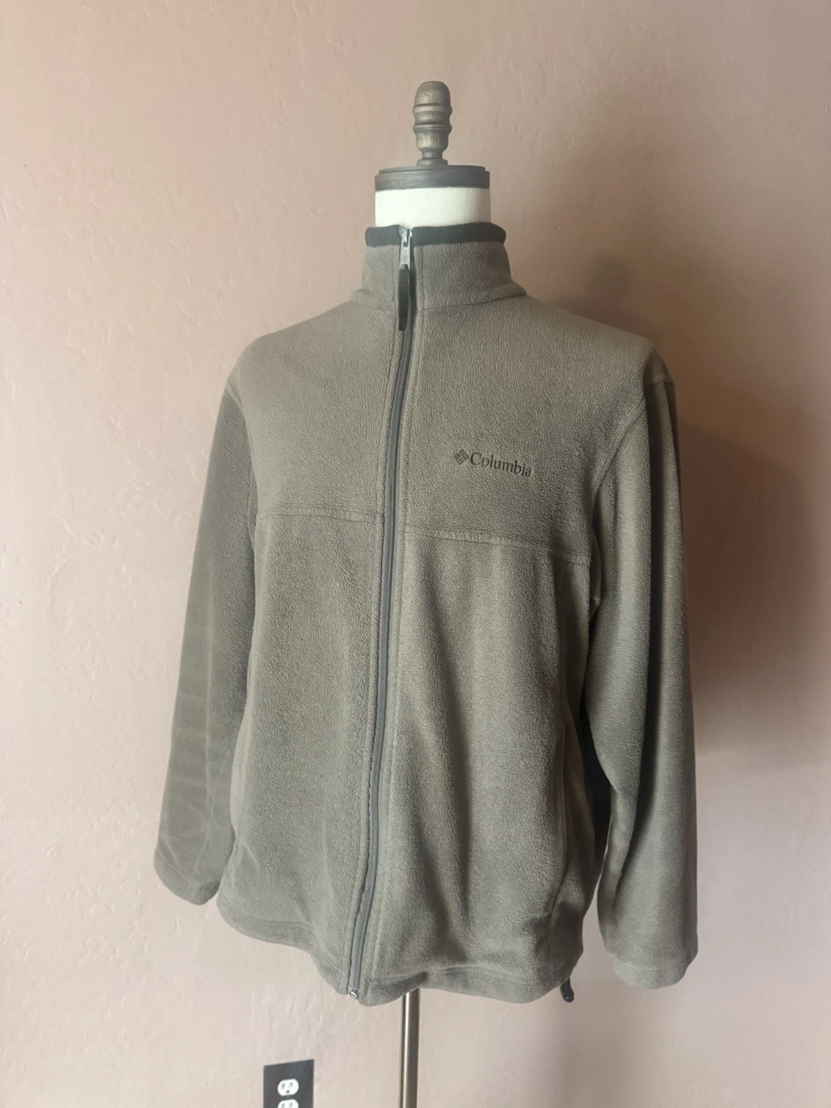 Columbia Men's Full Zip Fleece Jacket Size Large Tan/Tusk Warm Camp Zip Pockets