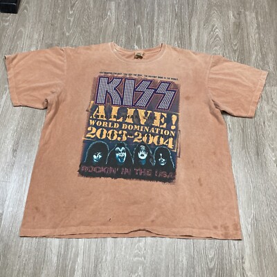 Kiss Shirt XL Vintage Y2k Grunge Rock Band Concert Alive World Tour Album Tee