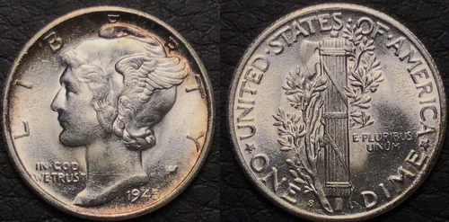 1945 S Mercury Dime MICRO S Variety RARE BU Uncirculated MS US 90% Silver Coin