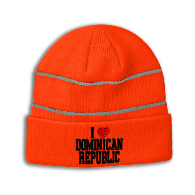 Reflective Beanie for Men & Women I Love Dominican Republic I Love Acrylic