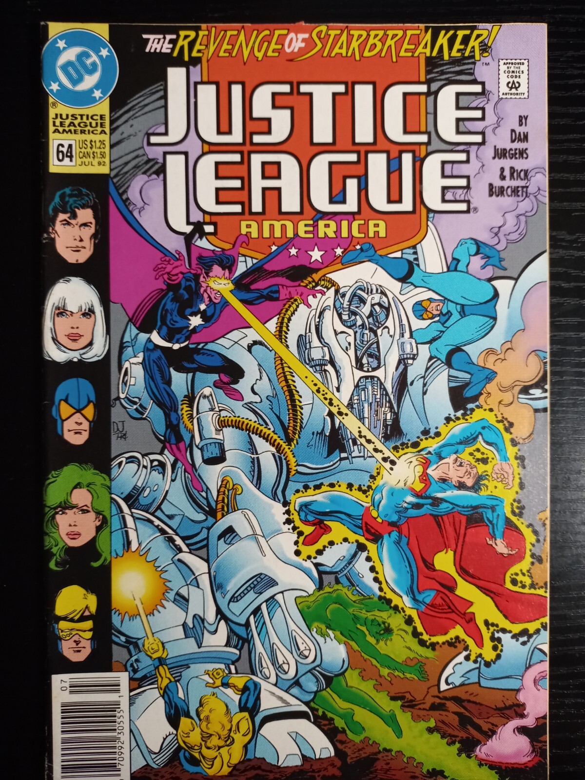 1992  JUSTICE LEAGUE AMERICA JUL #64 REVENGE OF STARBREAKER DC RARE NEWSSTAND ED