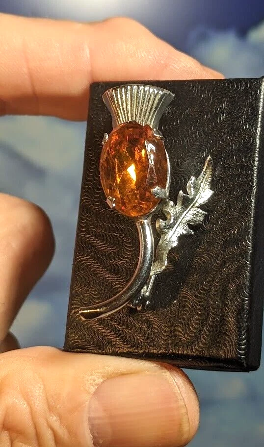 Broche chal de cardo escocés celta vintage, en caja de regalo. 37 x 18mm Foto 3 de 4