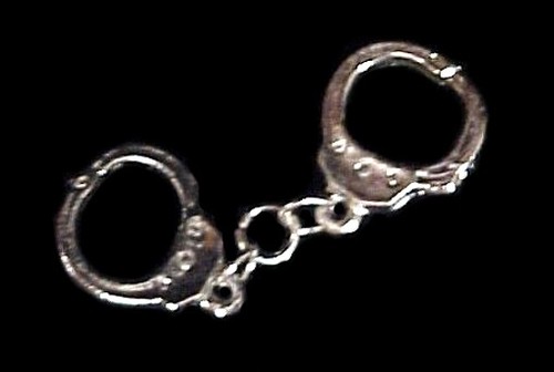 Handcuffs Lapel Pin Hand Cuffs Tie Tack Double Back Silver Plated Police Sheriff - Picture 4 of 5