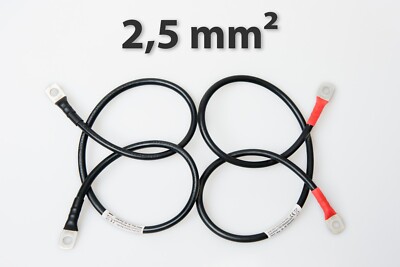 Batteriekabel H07V-K 2,5mm2 fertig verpresst schwarz/rot markiert bis 5m lang