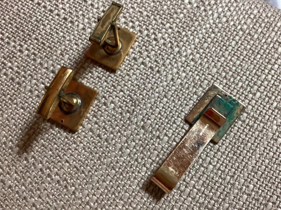 1/20 12K GF 1967 Vintage Abotoaduras e Clipe de Barra de Gravata Fev com Pedra de Nascimento - Imagem 4 de 4