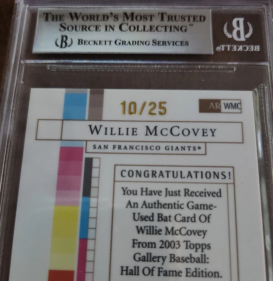 2003 Topps Gallery HOF Artifact Relics Artist's Proofs /25 Willie McCovey BGS 9 - Image 3 of 3