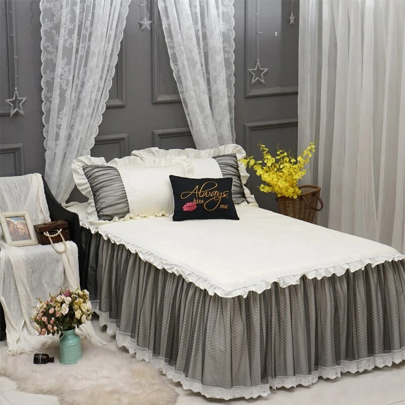 Black lace 2025 bed skirt