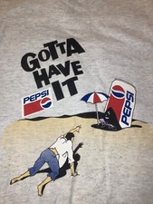 Rare Vintage 90's Pepsi Gotta Have It T-Shirt Gray Size Large Single Stitch USA