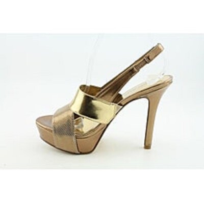Nine West Fairgame Gold Strappy Criss-Cross Slingback Sandals