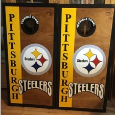 Stained Pittsburgh Steelers Cornhole with free bags