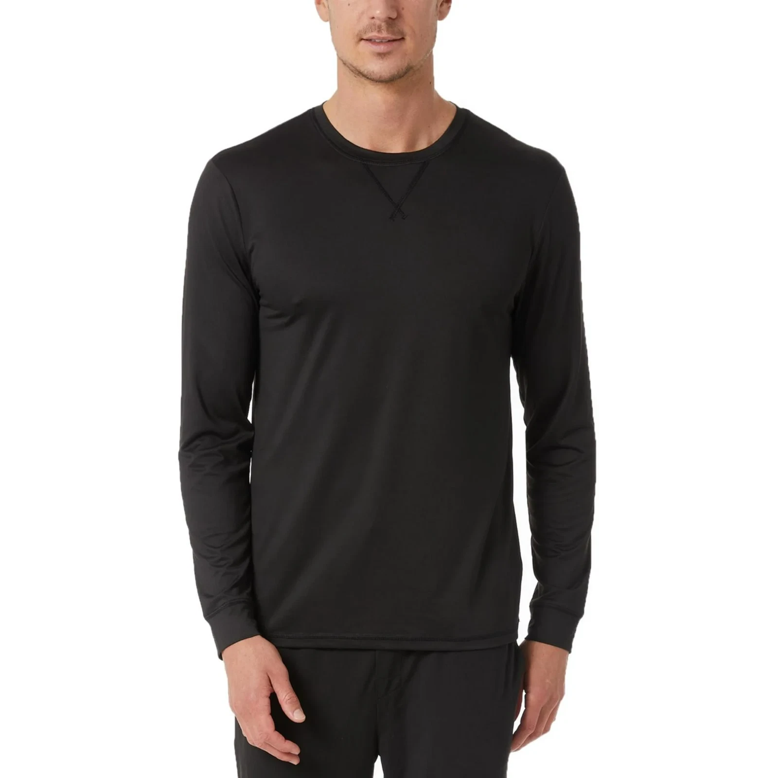 32 Degrees Mens Top Notch Long-Sleeve T-Shirts, Black, Medium
