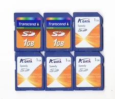 Lot Of 6x Transcend / ADATA 1GB SD Camera Memory Cards
