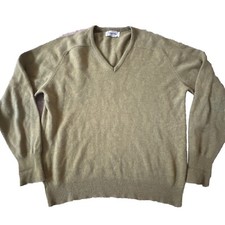 Vintage Robert Bruce Lambswool V Neck Sweater Mens L Green Pullover USA Made