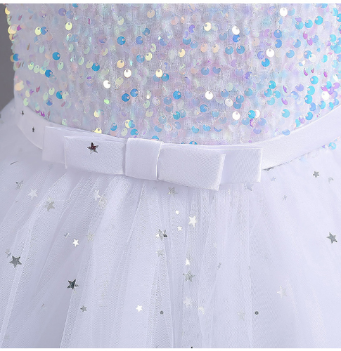 Flower Girls Princess Sequins Baby Wedding Christmas Party Trailing Dress Kids - Picture 6 of 31