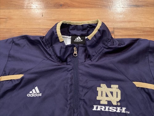 Notre Dame Irish Adidas Kids Windbreaker Pullover Zip Jacket Blue Youth Large - Picture 8 of 12